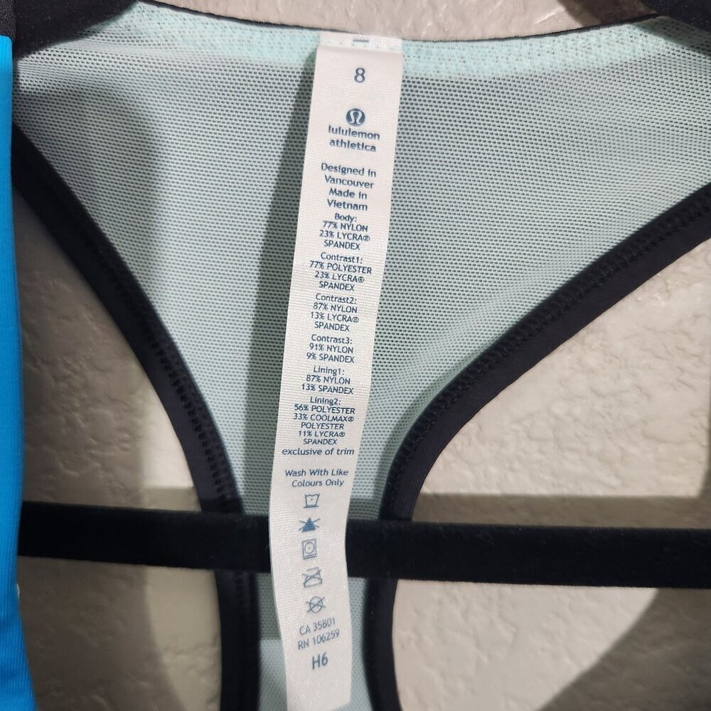 Lululemon Racerback Tank Top Cardio Kick Size 8 Blue Black - Picture 2 of 12